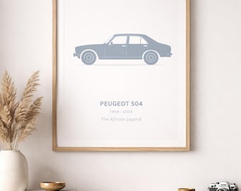Minimalistyczny plakat Peugeot 504 – klasyczny samochód na ścianę