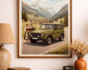 Alpines 4x4 Auto-Poster, Berg Off Road Wandbild, Abenteuer Klassiker Auto Poster, 4x4