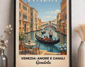 Reseposter med Venedig, Italien – Tavla med gondolkanalen