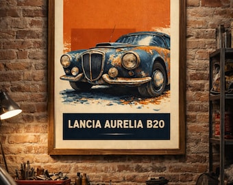 Lancia Aurelia B20 Poster, italienischer Vintage Sportwagen Druck (digitaler Download)