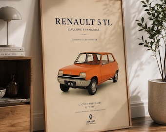 Renault 5 TL Poster | Vintage Renault Print | Classic Car Wall Art