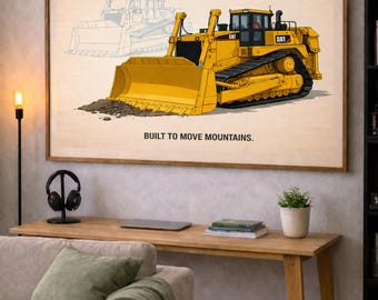 Heavy Equipment Wand Kunst Bulldozer Druck Konstruktion Dekor Industrielles Geschenk