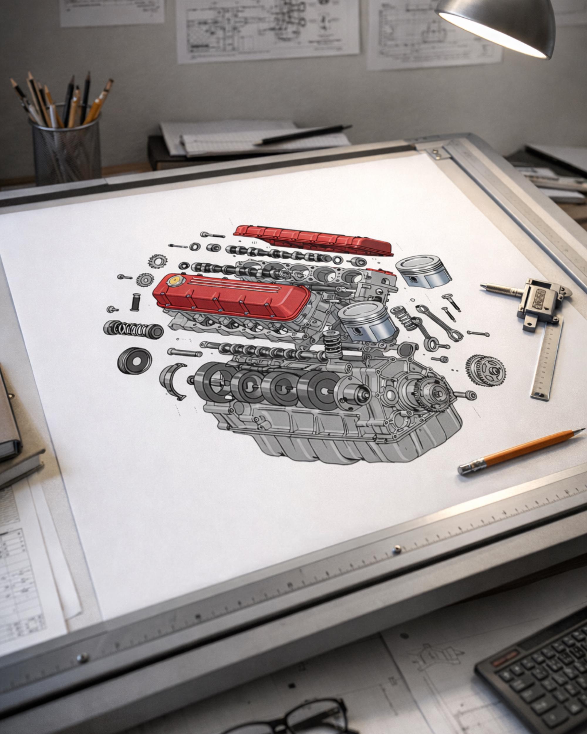 Ferrari V8 Engine Exploded Diagram - Etsy