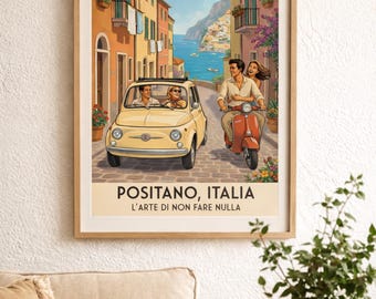 Positano, Włochy, plakat podróżniczy vintage