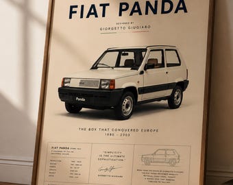 Fiat Panda Poster | Giugiaro Wall Art | Vintage Italian Car Print