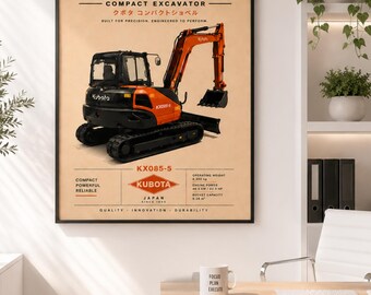 Kubota Bagger Poster | Baumaschinen Wandkunst