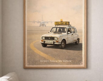 Renault 4 Follow Me – Vintage Airport Wall Art Print