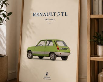 Poster Renault 5 TL / Stampa auto d'epoca / Decorazione murale Renault
