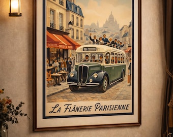 Vintage Paris Bus Poster