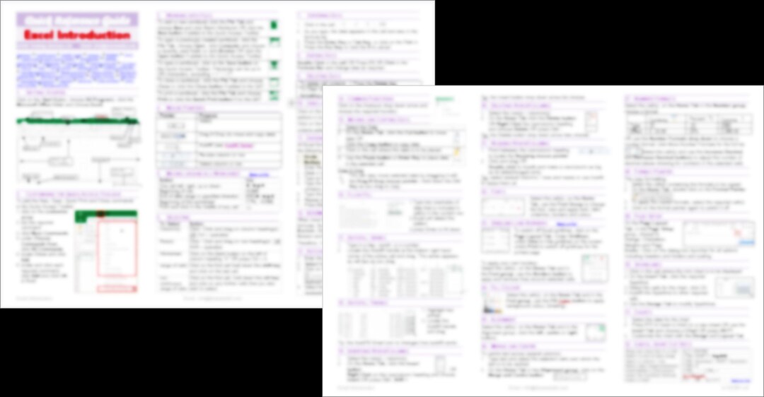 Excel Intro-cheat Sheet - Etsy UK