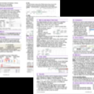 Puede incluir: Varias páginas impresas con el título "Excel Advanced" en la parte superior. Las páginas contienen texto, diagramas y capturas de pantalla relacionadas con el software Excel. El diseño es principalmente en blanco y negro con acentos morados.