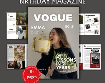 Magazine Template Birthday Gift | Custom Vogue Style Canva | Personalized Best Friend Birthday Keepsake | Editable Digital Download