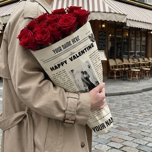 Anpassad mall för tidningsblommor | Redigerbart papper | Gör-det-själv-present till flickvän | Personligt kärleksbrevspapper | Canva-nedladdning