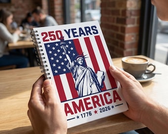 America 250 Years Spiral Notebook, Patriotic Journal