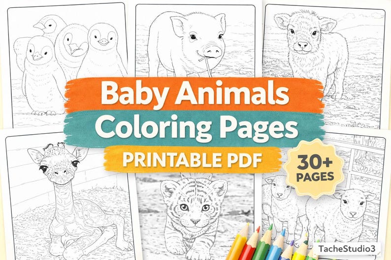 Baby Animals Coloring Book | 30+ Farm & Wildlife Pages (PDF Download ...