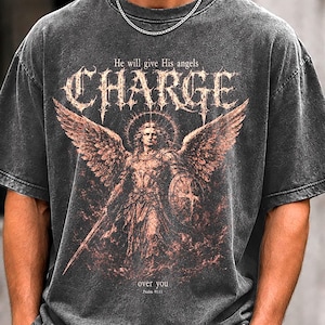 Comfort Colors® Retro Engel Schutz T-Shirt Psalm 91: 11 St. Michael Erzengel Shirt Vintage katholisches Sirt Geschenk