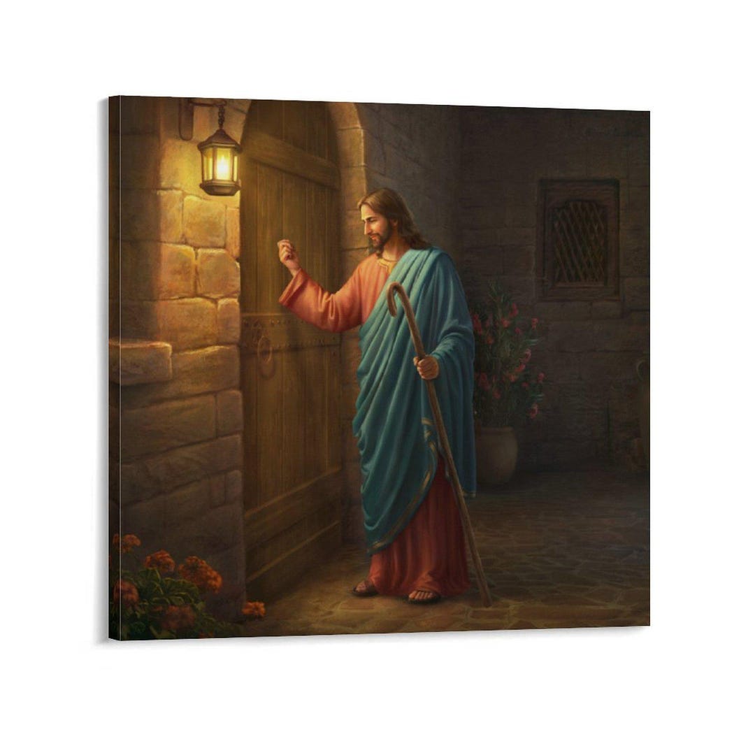 Jesus Christ Canvas Print, Knocking at Door, Religious Wall Art - Etsy