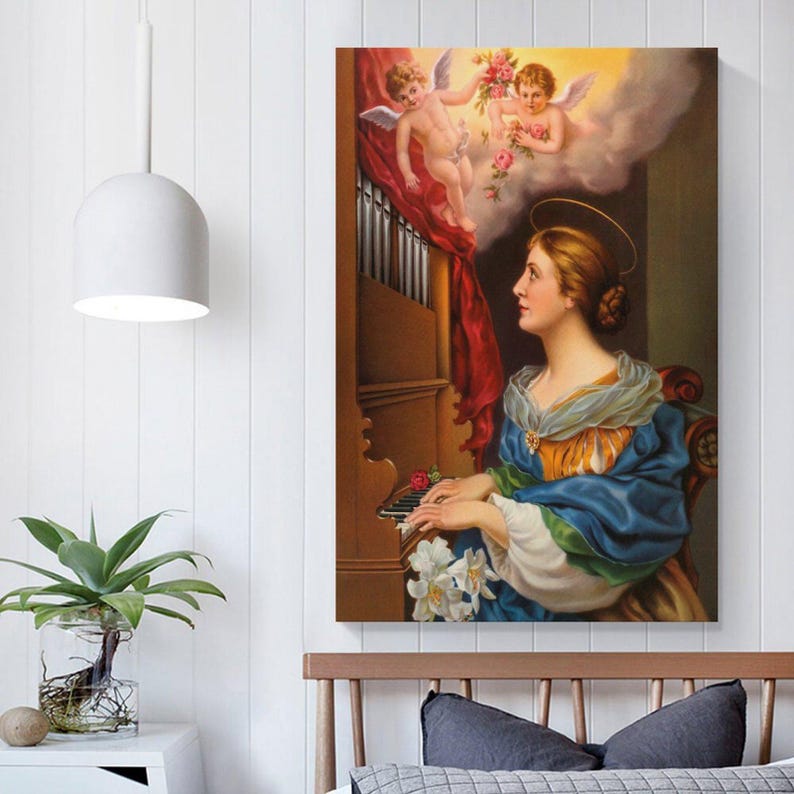 Saint Cecilia Canvas Print, Catholic Musician Wall Art - Etsy