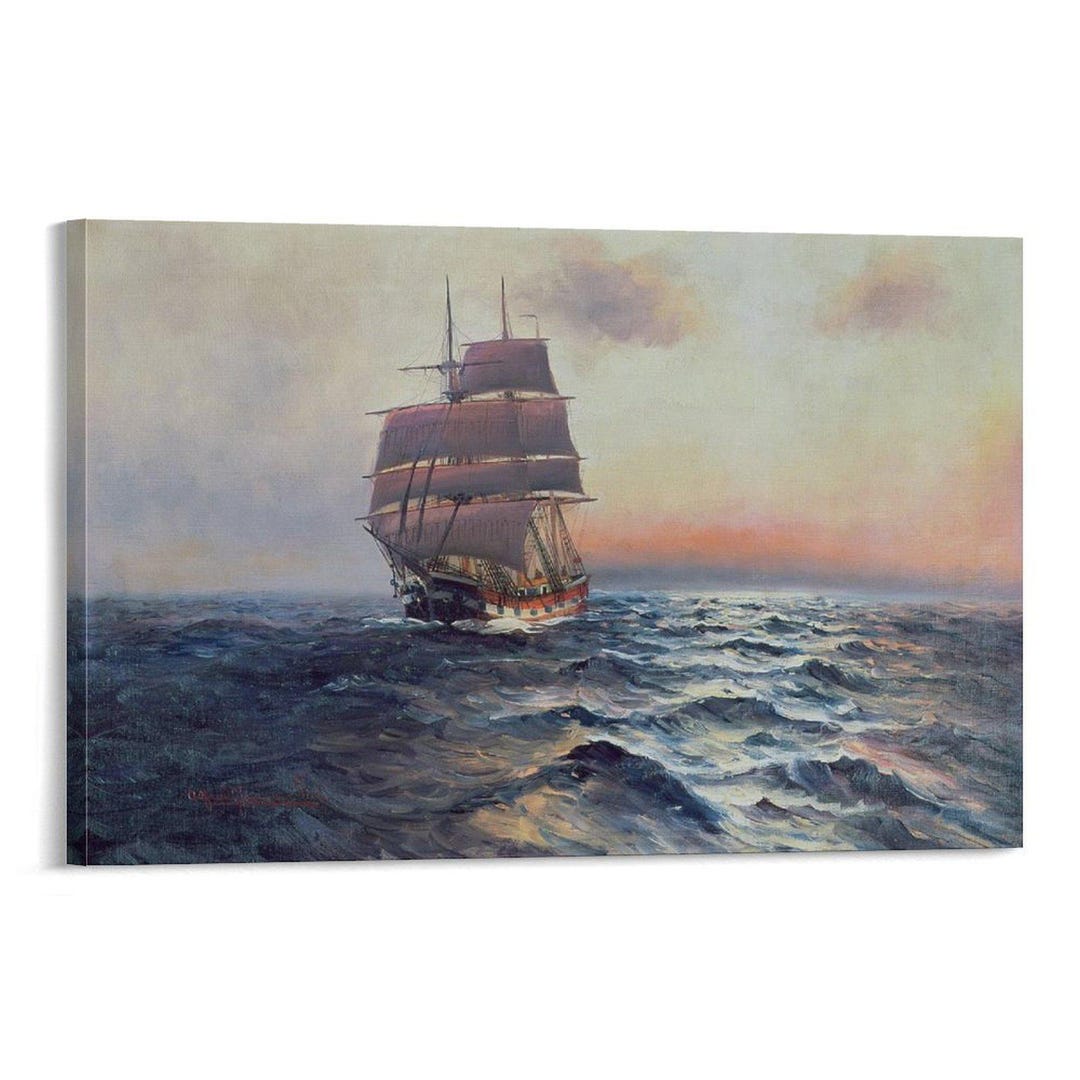 Vintage Sailing Ship Canvas Print, Nautical Seascape Wall Art - Etsy