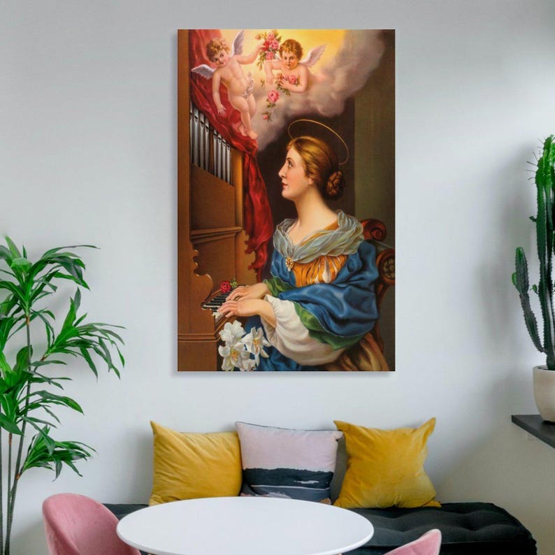 Saint Cecilia Canvas Print, Catholic Musician Wall Art - Etsy