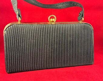 Bolso de mano negro para noche, bolso negro vintage, bolso de noche clásico, bolso con cierre de beso