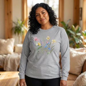 Vintage Floral Print Long Sleeve, Cottagecore Shirt, Whimsical Shirt