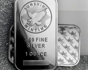 Sunshine Mint FINE 1 Troy Oz Silver Plating Metal Bar For Art Collecting