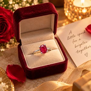 Anel de Rubi Oval, Anel de Noivado com Rubi, 0,90 CTS, Anel Delicado com Gema Vermelha, 2,055 GMS, Anel de Compromisso para Ela, Presente de Aniversário