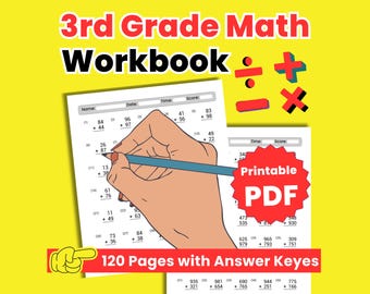 Cuaderno de ejercicios de matemáticas para 3.er grado / 120 hojas de ejercicios de matemáticas para 3.er grado / Suma, resta, multiplicación y división (PDF)