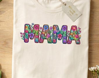 PNG floral para mamá, diseño de camiseta brillante para el Día de la Madre, imágenes prediseñadas vibrantes (descarga digital)