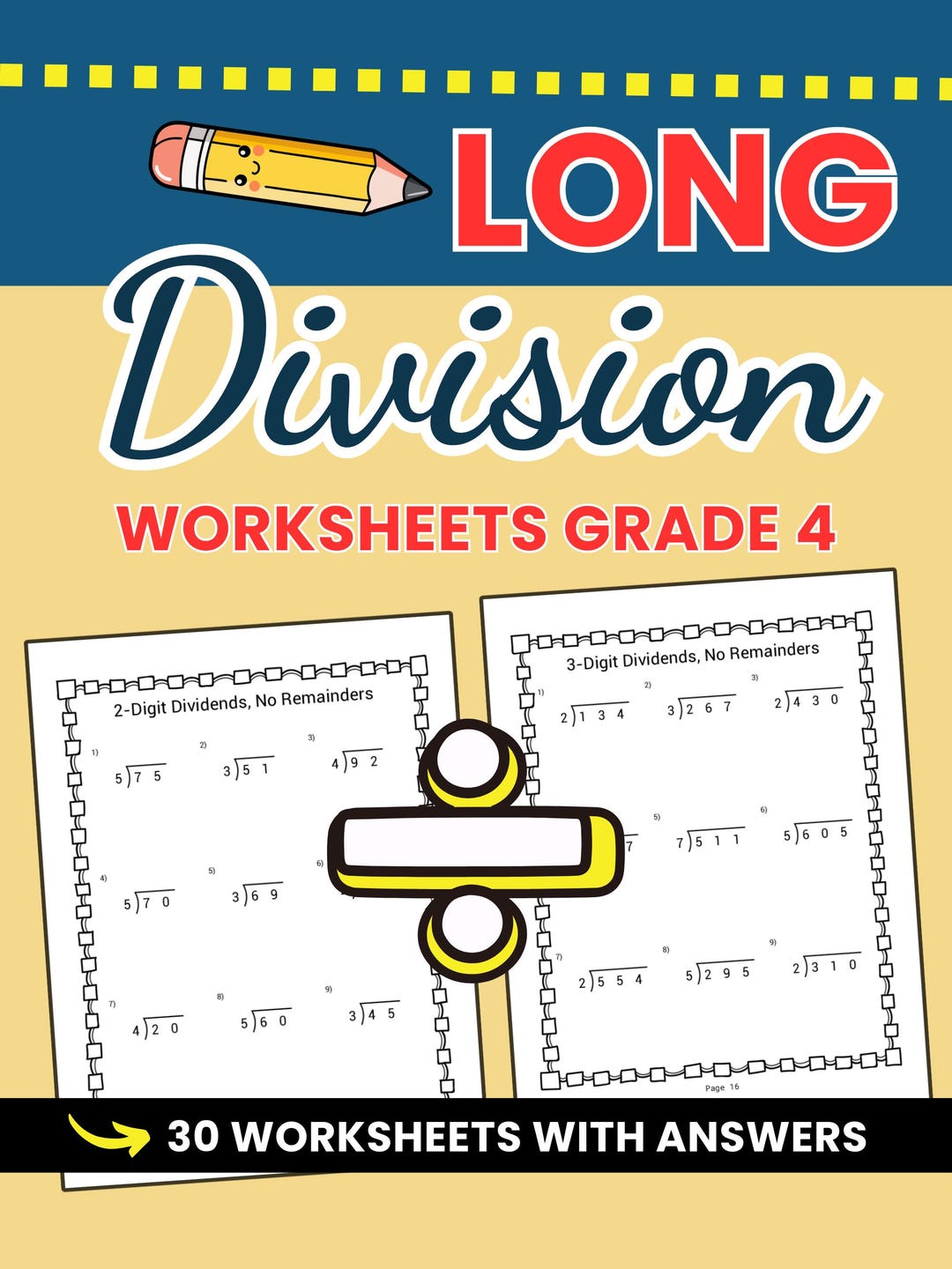 4th Grade Long Division Worksheets PDF | Elementary Math Practice Pack ...
