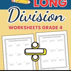 Hojas de ejercicios de división larga para cuarto grado / Dividendos de 2 y 3 dígitos (Descarga digital)