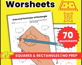Hojas de ejercicios de área y perímetro / Práctica de matemáticas con cuadrados y rectángulos (Descarga en PDF)