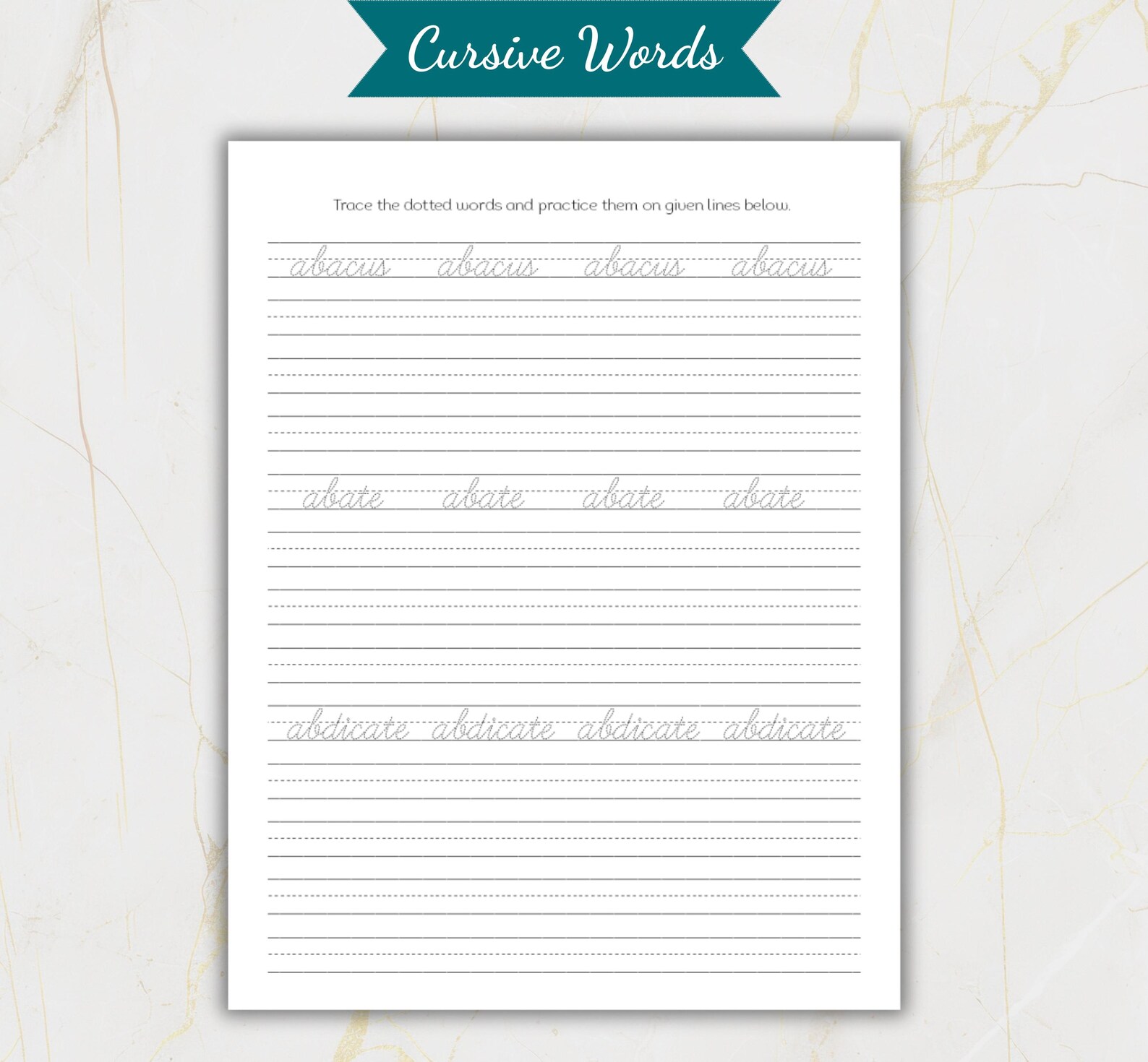 Cursive Handwriting Workbook Printable | Alphabet, Words & Quotes ...