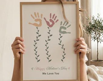 Manualidad de flores con huellas de manos para el Día de la Madre / 3 manualidades para niños (descarga digital)