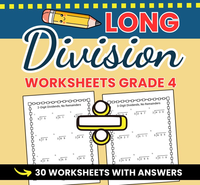 Long Division Worksheets for Grade 4 | 2-digit & 3-digit Dividends | No ...