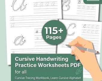 Hojas de práctica de escritura cursiva, cuaderno de caligrafía, aprende el alfabeto (descarga en PDF)