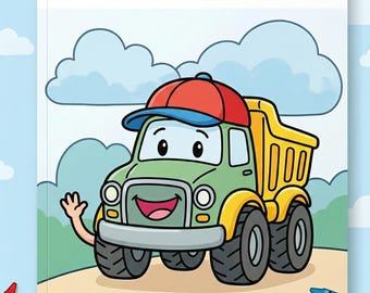 Libro para colorear de camiones para niños de 4 a 8 años, 60 páginas fáciles con vehículos, regalo divertido y entretenido.