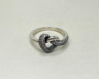 nieuwe Pandora S925 zilveren ring met geknoopt hart