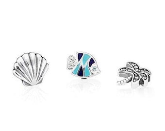 Pandora set van 3 kleine zilveren bedeltjes in tropische stijl