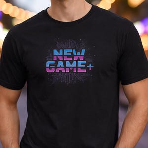 New Game Plus Retro Pixel Text T-Shirt | Gaming Arcade Vaporwave Everyday Wear Tee
