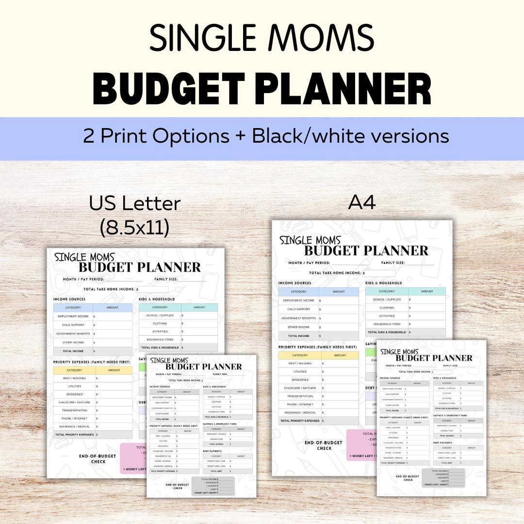 Single Mom Budget Planner Printable, Single Parent Paycheck Budget