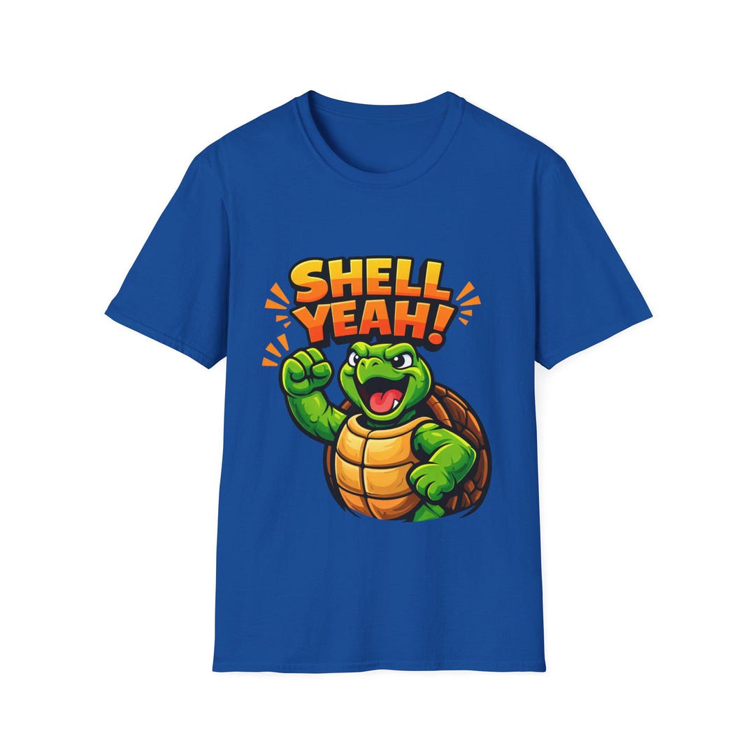 Shell Yeah Turtle T-shirt | Cute Cartoon Turtle Graphic Tee - Etsy