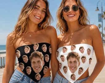 Top de tubo personalizado con foto, top con pañuelo facial personalizado, atuendo divertido para despedida de soltera, top de verano, regalo para vacaciones en la playa