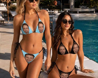 Conjunto de bikini con foto personalizada, traje de baño con foto personalizada para mujer, traje de baño divertido para despedida de soltera, regalo de ropa de playa para vacaciones