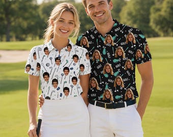 Polo de golf personalizado para parejas, polo con foto personalizada, polos de golf a juego, polo divertido para golfistas (para él y para ella).