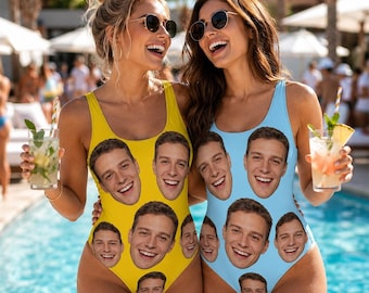 Traje de baño personalizado con foto, bañador de una pieza personalizado, traje de baño divertido para despedida de soltera, regalo para vacaciones en la playa, atuendo para fiesta en la piscina.