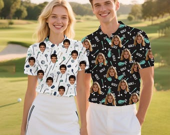 Benutzerdefiniertes Gesicht Golf Shirt, personalisiertes Foto Polo, Paare Poloshirts, lustiges Golf-Liebhaber-Geschenk, Sommergeschenke