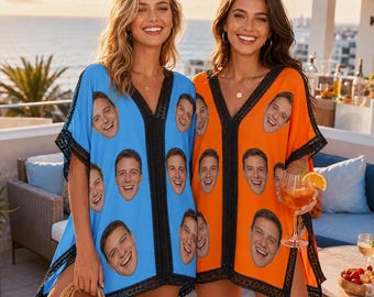 Cubrebaños personalizado con foto, pareo de playa personalizado, atuendo para despedida de soltera, regalo para crucero de chicas.