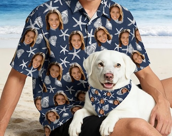 Custom Face Hawaiian Shirt, Personalized Ocean Shirt, Beach Shirts with Photo, Tropical Vacation Gift, Summer Gifts